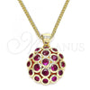 Oro Laminado Pendant Necklace, Gold Filled Style with Ruby Micro Pave, Polished, Golden Finish, 04.156.0316.1.20