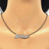 Oro Laminado Pendant Necklace, Gold Filled Style Nameplate Design, Polished, Tricolor, 04.63.1387.1.18
