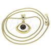 Oro Laminado Pendant Necklace, Gold Filled Style Evil Eye Design, Polished, Golden Finish, 04.351.0027.1.20