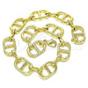 Oro Laminado Basic Anklet, Gold Filled Style Puff Mariner Design, Polished, Golden Finish, 04.362.0042.10