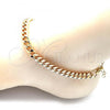 Oro Laminado Basic Anklet, Gold Filled Style Miami Cuban Design, Polished, Golden Finish, 04.213.0232.10