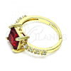 Oro Laminado Multi Stone Ring, Gold Filled Style with Garnet Cubic Zirconia and White Micro Pave, Polished, Golden Finish, 01.284.0056.4