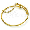 Stainless Steel Individual Bangle, Love Design, with White Crystal, Polished, Golden Finish, 07.258.0001.1.05 (02 MM Thickness, Size 5 - 2.50 Diameter)