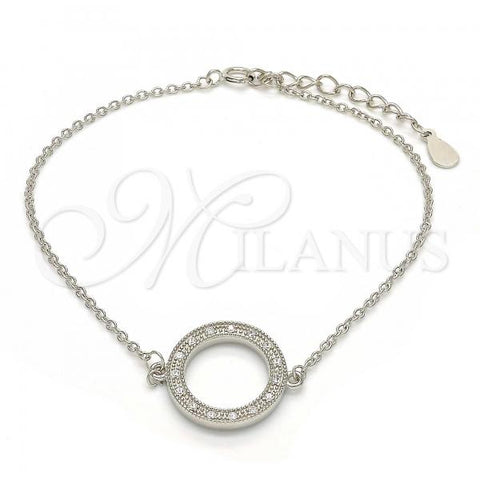 Sterling Silver Fancy Bracelet, with White Cubic Zirconia, Polished, Rhodium Finish, 03.336.0024.07