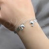 Sterling Silver Fancy Bracelet, Dolphin and Heart Design, Polished, Silver Finish, 03.409.0127.07