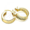 Oro Laminado Small Hoop, Gold Filled Style with Black and White Cubic Zirconia, Polished, Golden Finish, 02.210.0266.2.20