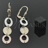 Oro Laminado Long Earring, Gold Filled Style Diamond Cutting Finish, Tricolor, 5.103.009