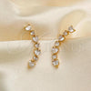 Oro Laminado Earcuff Earring, Gold Filled Style Heart Design, with White Cubic Zirconia, Polished, Golden Finish, 02.210.0703