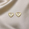 Oro Laminado Huggie Hoop, Gold Filled Style Heart Design, Polished, Golden Finish, 02.195.0201.15