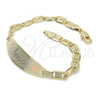 Oro Laminado ID Bracelet, Gold Filled Style Heart Design, Polished, Tricolor, 03.63.1935.1.07
