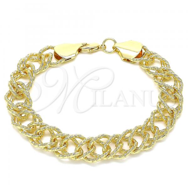 Oro Laminado Fancy Bracelet, Gold Filled Style Diamond Cutting Finish, Golden Finish, 03.331.0141.09