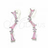 Sterling Silver Stud Earring, with Pink Cubic Zirconia, Polished, Rhodium Finish, 02.367.0013