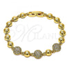 Oro Laminado Fancy Bracelet, Gold Filled Style with White Micro Pave, Polished, Golden Finish, 03.283.0176.07