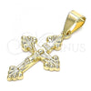 Oro Laminado Religious Pendant, Gold Filled Style Crucifix Design, Polished, Golden Finish, 05.213.0088