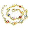 Oro Laminado Fancy Bracelet, Gold Filled Style Elephant Design, Multicolor Enamel Finish, Golden Finish, 03.386.0011.07