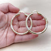 Oro Laminado Medium Hoop, Gold Filled Style Hollow Design, Diamond Cutting Finish, Tricolor, 02.213.0312.1.50