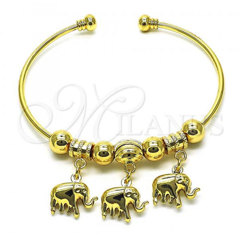 Oro Laminado Individual Bangle, Gold Filled Style Elephant Design, Polished, Golden Finish, 07.93.0013