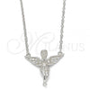 Sterling Silver Pendant Necklace, Angel Design, with White Micro Pave, Polished, Rhodium Finish, 04.336.0012.16