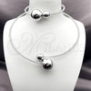 Rhodium Plated Necklace and Bracelet, Ball Design, with White Cubic Zirconia, Polished, Rhodium Finish, 06.421.0004.1