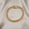 Oro Laminado Basic Bracelet, Gold Filled Style Chunky Design, with White Micro Pave, Polished, Golden Finish, 04.156.0466.08