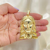 Oro Laminado Religious Pendant, Gold Filled Style Jesus Design, Diamond Cutting Finish, Golden Finish, 05.120.0035