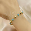 Oro Laminado Fancy Bracelet, Gold Filled Style Ball Design, with Turquoise Pearl, Polished, Golden Finish, 03.63.2227.1.08