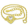 Sterling Silver Fancy Bracelet, Heart Design, with White Cubic Zirconia, Polished, Golden Finish, 03.336.0036.2.07