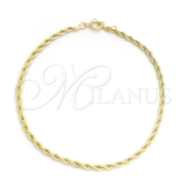 Oro Laminado Fancy Bracelet, Gold Filled Style Rope Design, Polished, Golden Finish, 03.09.0089.1.07