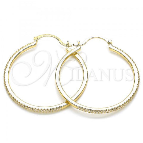 Oro Laminado Medium Hoop, Gold Filled Style with White Micro Pave, Polished, Golden Finish, 02.156.0461.40