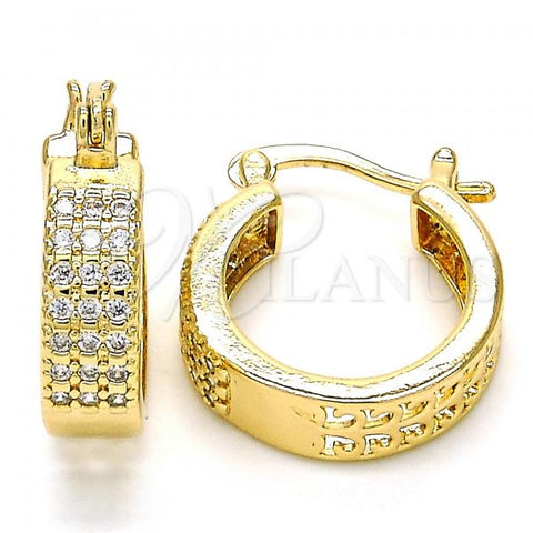 Oro Laminado Small Hoop, Gold Filled Style with White Cubic Zirconia, Polished, Golden Finish, 02.210.0266.20