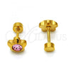 Stainless Steel Stud Earring, Flower Design, with Rose Crystal, Polished, Golden Finish, 02.271.0019.8
