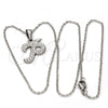 Stainless Steel Pendant Necklace, Initials and Rolo Design, with White Crystal, Polished, Steel Finish, 04.238.0025.18