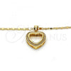 Oro Laminado Pendant Necklace, Gold Filled Style Heart Design, with White Crystal, Polished, Golden Finish, 04.156.0060.20