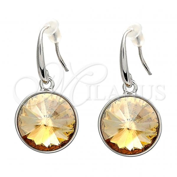 Rhodium Plated Dangle Earring, with Light Silk Swarovski Crystals, Polished, Rhodium Finish, 02.239.0001.2