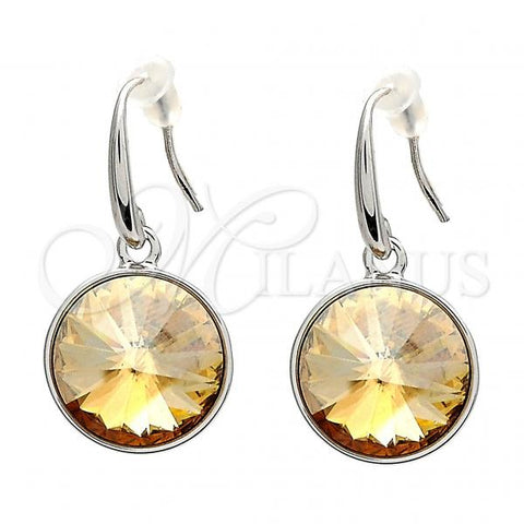 Rhodium Plated Dangle Earring, with Light Silk Swarovski Crystals, Polished, Rhodium Finish, 02.239.0001.2