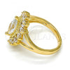 Oro Laminado Multi Stone Ring, Gold Filled Style with White Cubic Zirconia, Polished, Golden Finish, 01.205.0003.07 (Size 7)