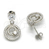 Sterling Silver Dangle Earring, with White Cubic Zirconia and White Crystal, Polished, Rhodium Finish, 02.175.0131