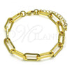 Oro Laminado Basic Bracelet, Gold Filled Style Paperclip Design, Polished, Golden Finish, 04.378.0002.08