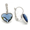 Rhodium Plated Leverback Earring, Heart Design, with Montana Swarovski Crystals, Polished, Rhodium Finish, 02.239.0013