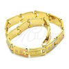 Oro Laminado Solid Bracelet, Gold Filled Style Polished, Tricolor, 03.102.0036.08