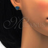 Stainless Steel Stud Earring, Heart Design, with Blue Topaz Crystal, Polished, Golden Finish, 02.271.0022.6
