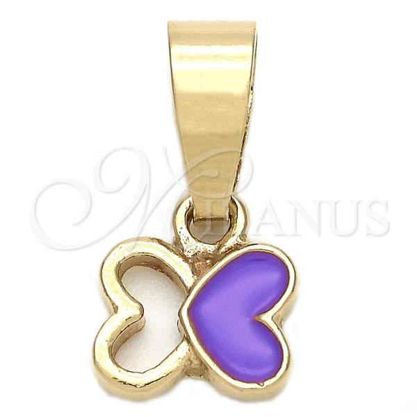 Oro Laminado Fancy Pendant, Gold Filled Style Butterfly Design, Purple Enamel Finish, Golden Finish, 05.163.0063.1