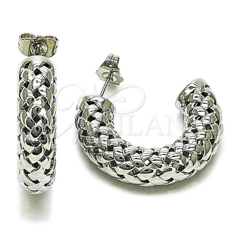 Rhodium Plated Medium Hoop, Hollow and Filigree Design, Polished, Rhodium Finish, 02.428.0014.1.30