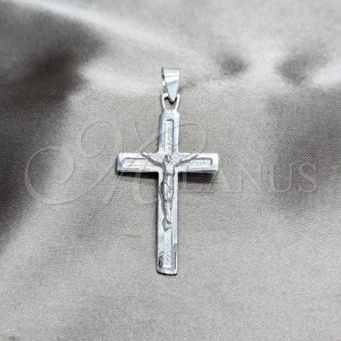 Sterling Silver Religious Pendant, Crucifix Design, Polished, Silver Finish, 05.392.0110