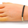 Oro Laminado Fancy Bracelet, Gold Filled Style with Black Cubic Zirconia, Polished, Golden Finish, 04.341.0097.6.07