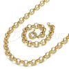 Oro Laminado Necklace and Bracelet, Gold Filled Style Rolo Design, Polished, Golden Finish, 06.319.0003