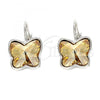 Rhodium Plated Leverback Earring, Butterfly Design, with Golden Shadow Swarovski Crystals, Polished, Rhodium Finish, 02.239.0011.6