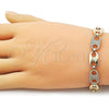 Oro Laminado Tennis Bracelet, Gold Filled Style Puff Mariner Design, with White Cubic Zirconia, Polished, Golden Finish, 03.283.0479.07