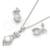 Sterling Silver Earring and Pendant Adult Set, with White Cubic Zirconia, Polished, Rhodium Finish, 10.281.0002