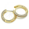 Oro Laminado Huggie Hoop, Gold Filled Style with Garnet and White Micro Pave, Polished, Golden Finish, 02.264.0006.3.20